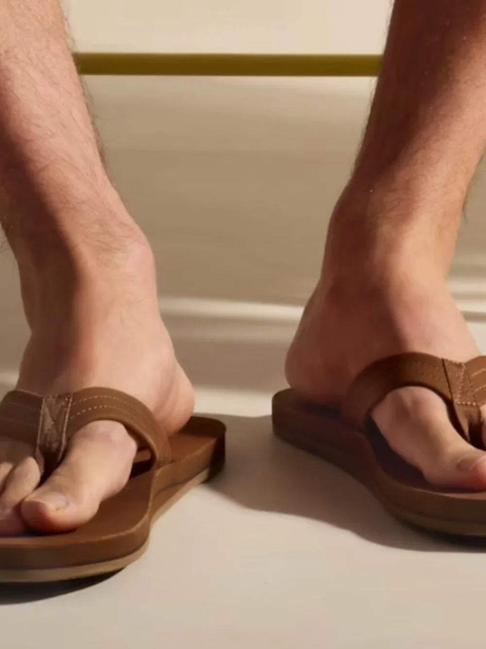 Bombas Sunrise Leather Flip Flop NEW Camel Brown